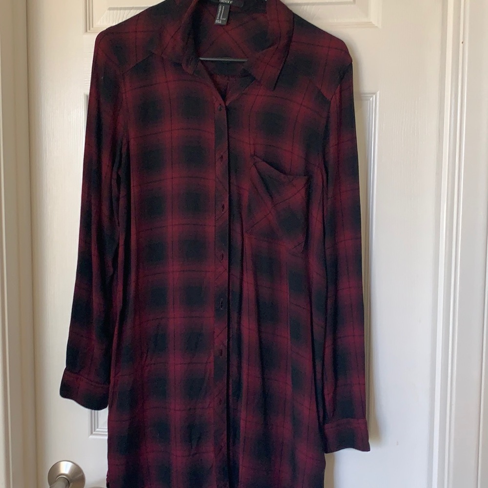 Forever 21 flannel button up dress